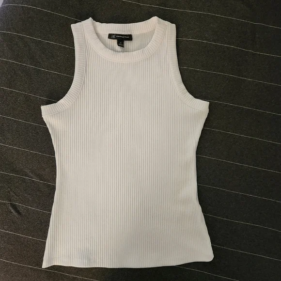 INC International Concepts White Ribbed Tank Sleeveless Top XS - Picture 1 of 3